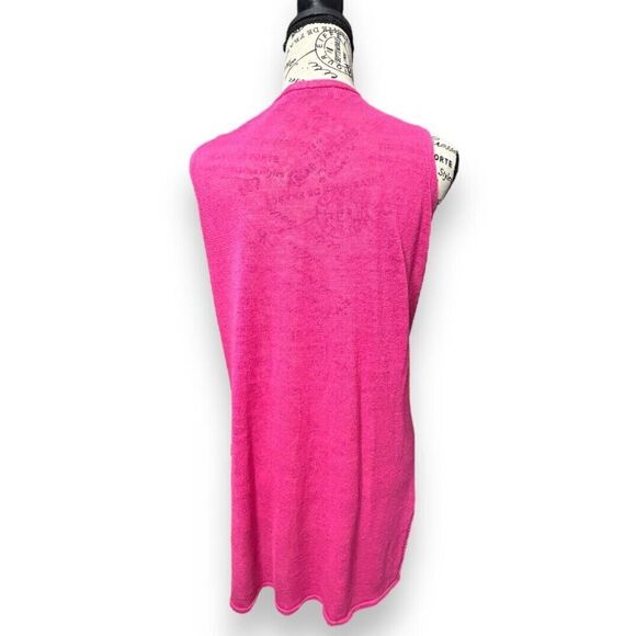ZARA Pink Linen Knit Sleeveless Cardigan Sweater Top Boho Festival Barbiecore S - Picture 7 of 11